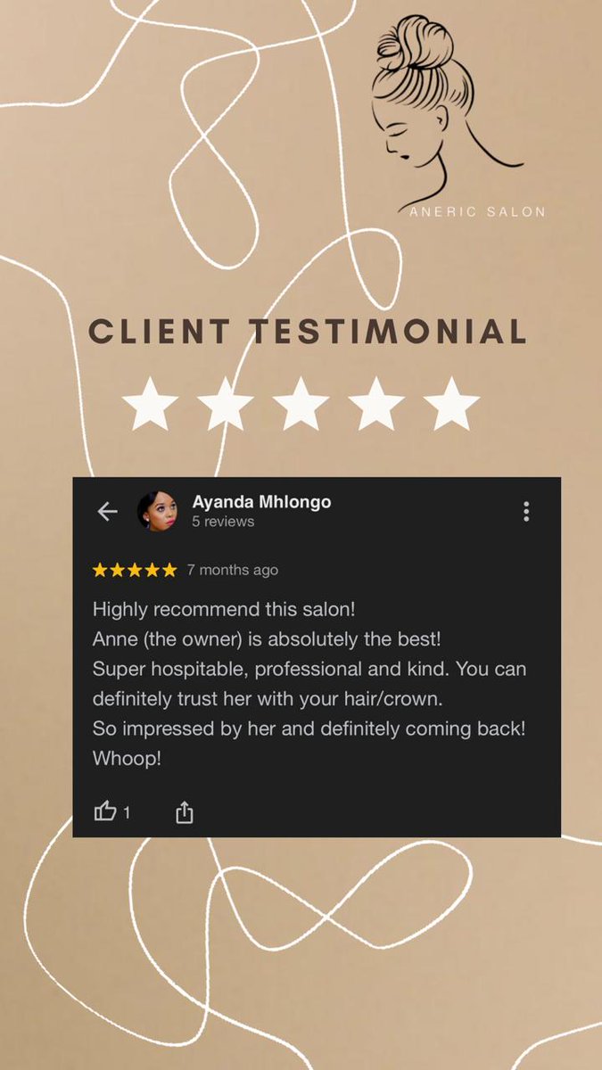 #clientreview #testimonialtuesday If you’re one of loyal clients, we’d love your feedback on our instagram, WhatsApp, Google page or Fresha! We are always looking to improve and make your experience unique #AnericHairSalon