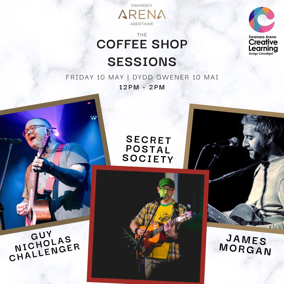 ☕THE COFFEE SHOP SESSIONS ARE BACK🎶 Next Friday, we’ll be bringing you an afternoon of live music with Guy Nicholas Challenger, Secret Postal Society and our very own James Morgan! More info: atgtix.co/4ds9QEH 🗓️ Fri 10 May 🕐 12:00 - 14:00 📍 Swansea Arena Coffee Shop