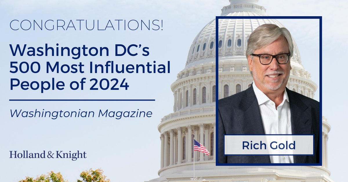 Exciting news! @HK_PPR Group Leader Rich Gold has been named by @washingtonian as one of #WashingtonDC 500 Most Influential People for the third consecutive year. This recognition is a testament to his leadership in the #legal and #publicpolicy space. Congratulations!