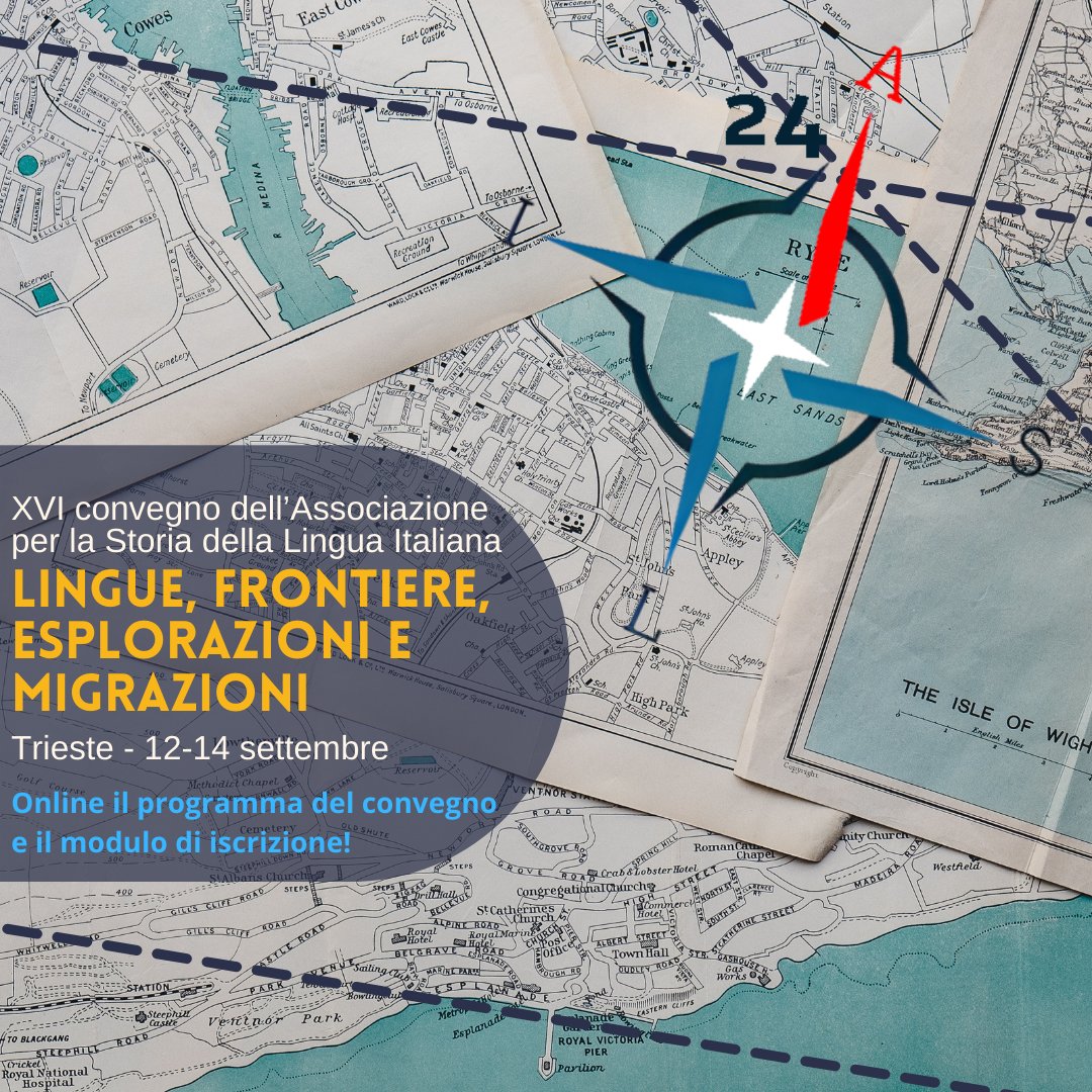 📷'Lingue, frontiere, esplorazioni e migrazioni' XVI convegno dell'Associazione per la Storia della Lingua Italiana (12-14 settembre 2024 @UniTrieste). 📷Online la terza circolare, il programma provvisorio e il modulo di iscrizione. 📷Tutti i dettagli su asli2024.units.it