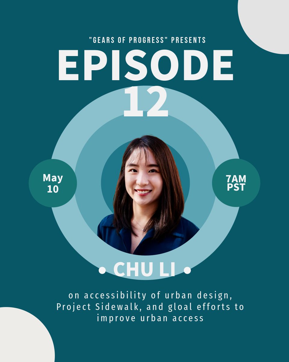 Episode 1⃣2⃣ with incredible <a href="/Chimichurrichu/">Chu Li</a> from <a href="/makeabilitylab/">Makeability Lab</a> is hitting all podcast platforms next Friday. Tune in to listen to her research at the intersection of accessibility and urban design and her contributions to <a href="/projsidewalk/">Project Sidewalk</a>.
