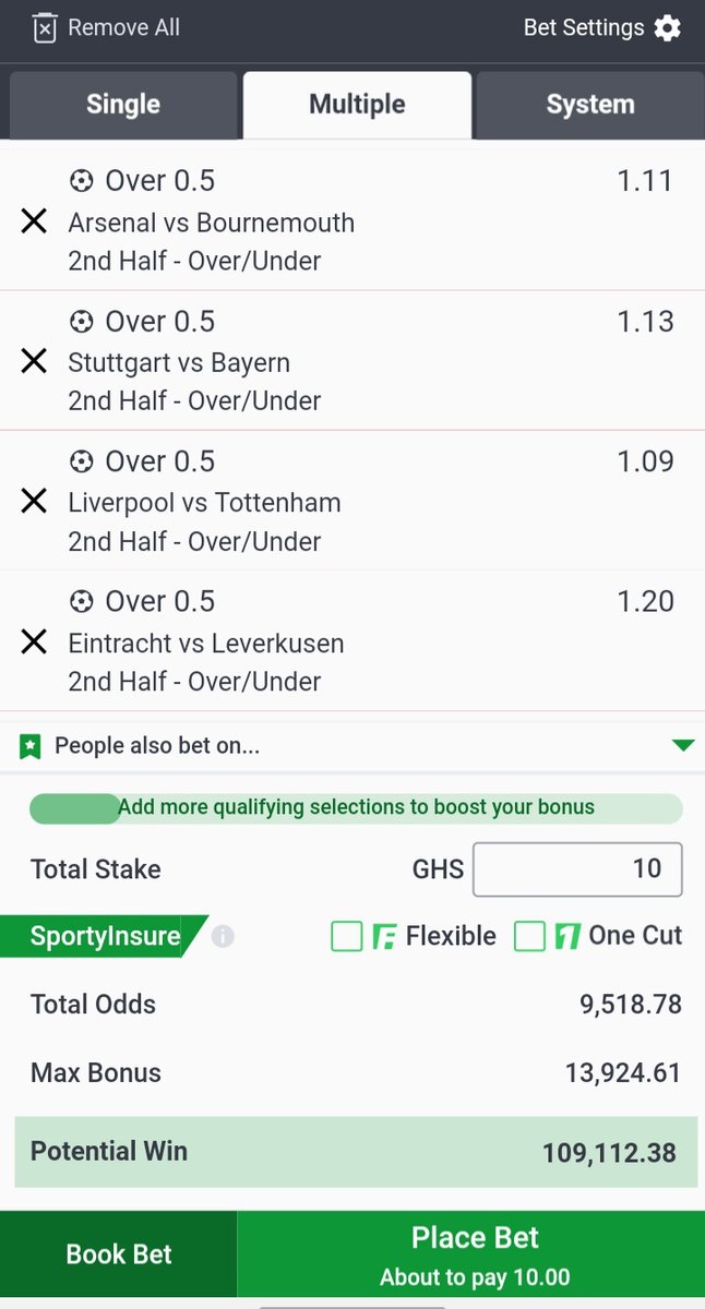 2nd Half Over 0.5 On Sportybet giving us 9K ODDS 🔥

Code is Ready Who is Ready?

Drop 70 likes lemme drop this 

Turn on notification not to miss and check first comment 👇
