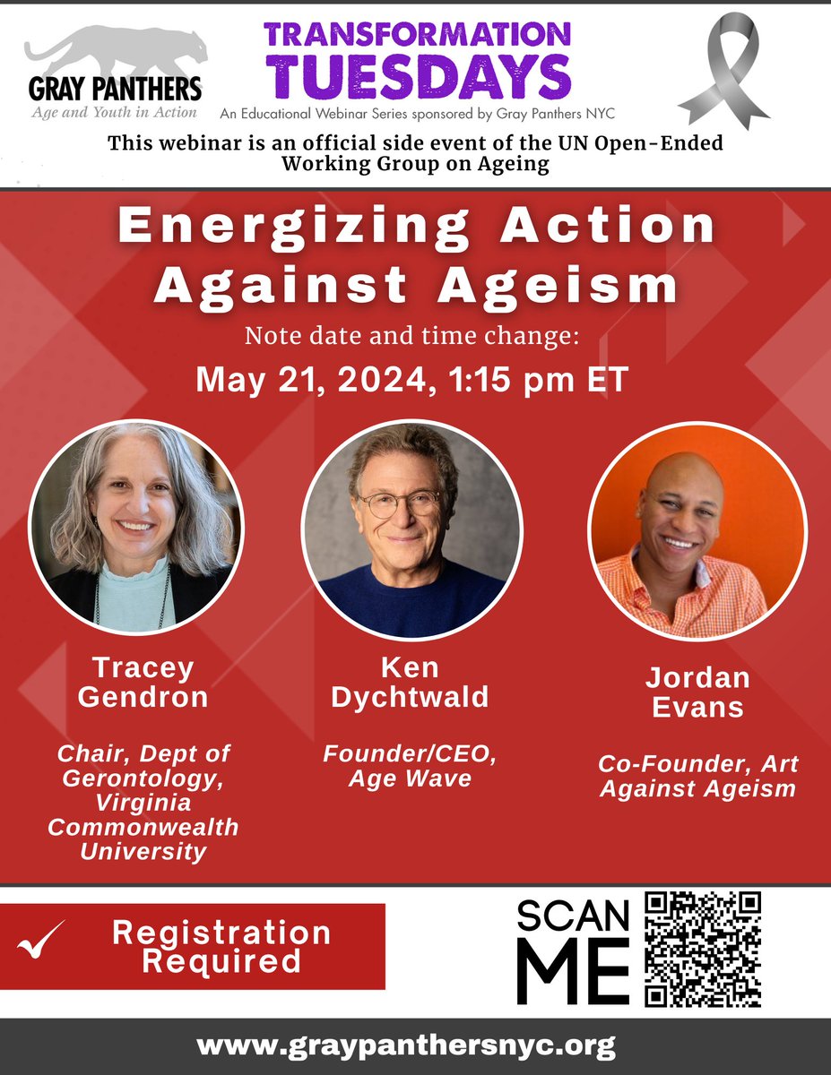 Join us for Energizing Action Against Ageism, May 21, 2024, 1:15 pm EDT (please note date & time change)! This webinar is an official side event of the United Nations Open-Ended Working Group on Ageing. us06web.zoom.us/meeting/regist…