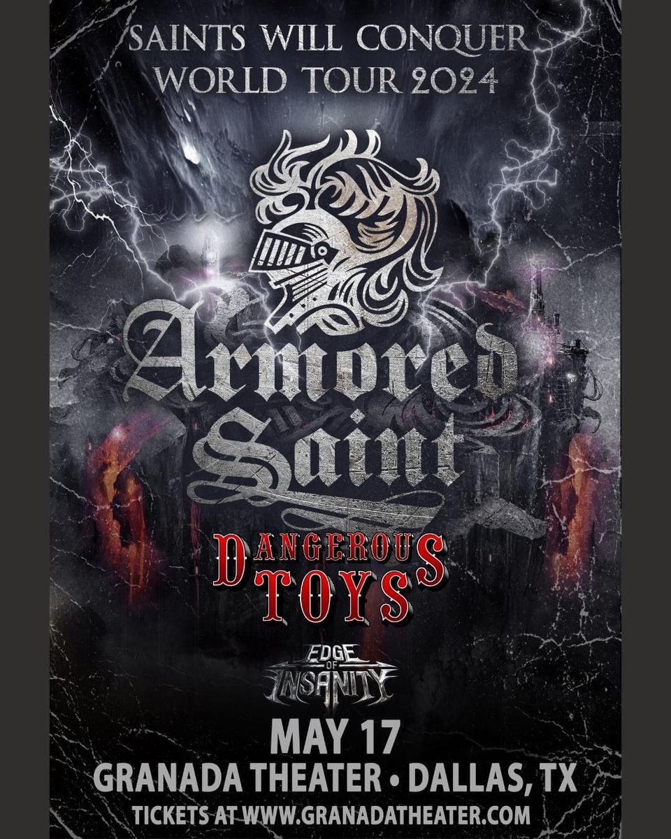 Dallas! 🎶 Catch Armored Saint, Dangerous Toys & Edge of Insanity at Granada Theater on May 17th⚡Doors at 7:00pm, showtime at 8:00pm 🤘Your Friday night just got amplified 🎶 🎫 prekindle.com/promo/id/53245…