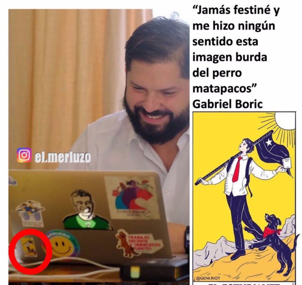 DRESTRUM__Pl's tweet image. 🚨 «No encontrarán ninguna imagen mía festinando al perro matapacos»

Gabriel Boric.