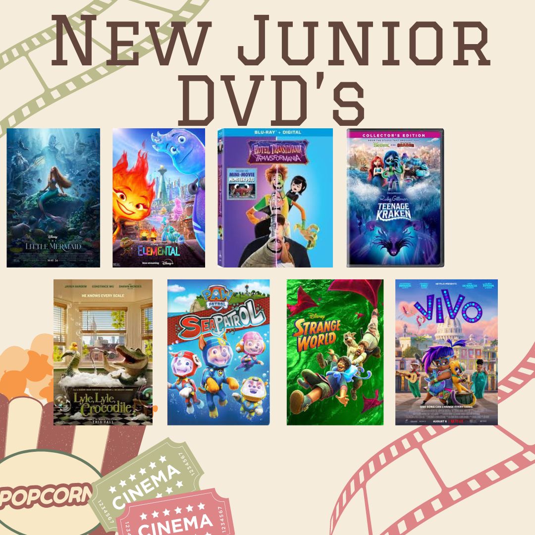 LibraryThompson's tweet image. New junior DVD&apos;s out today!

New junior DVD&apos;s are located in the junior DVD spinner and have a red sticker on the spine to indicate they are new.