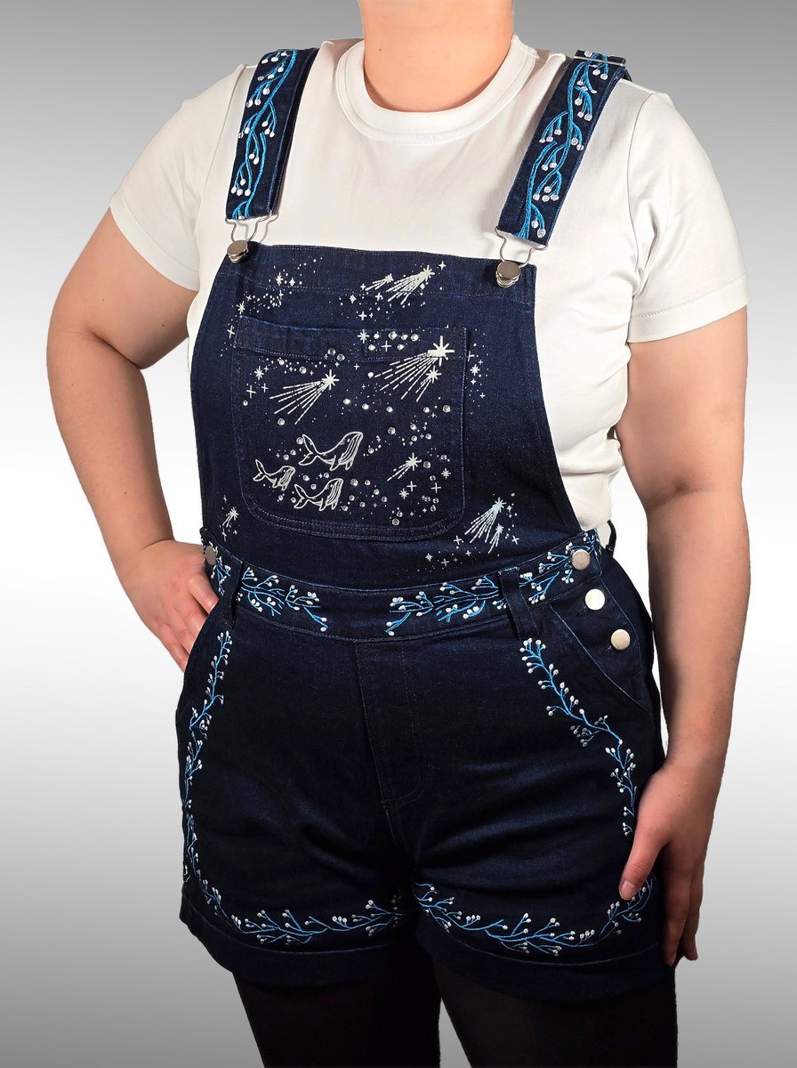 The Comet Chaser overalls is dropping today at 6:00 p.m. ET ✨ It features beautiful rhinestones + embroidery detailing and uses 100% cotton denim!
