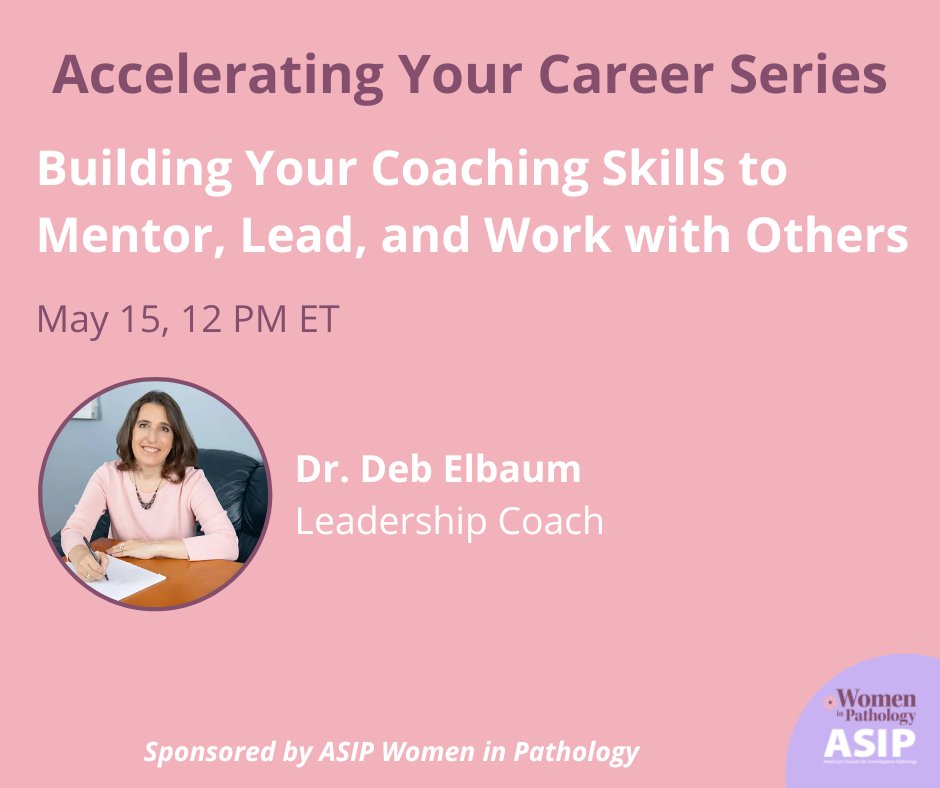 #LeadershipCoach, Deb Elbaum, MD, PCC, returns to collaborate with the ASIP on this interactive #career workshop! Register now bit.ly/3P9KX6q #leadership #ASIPvirtual