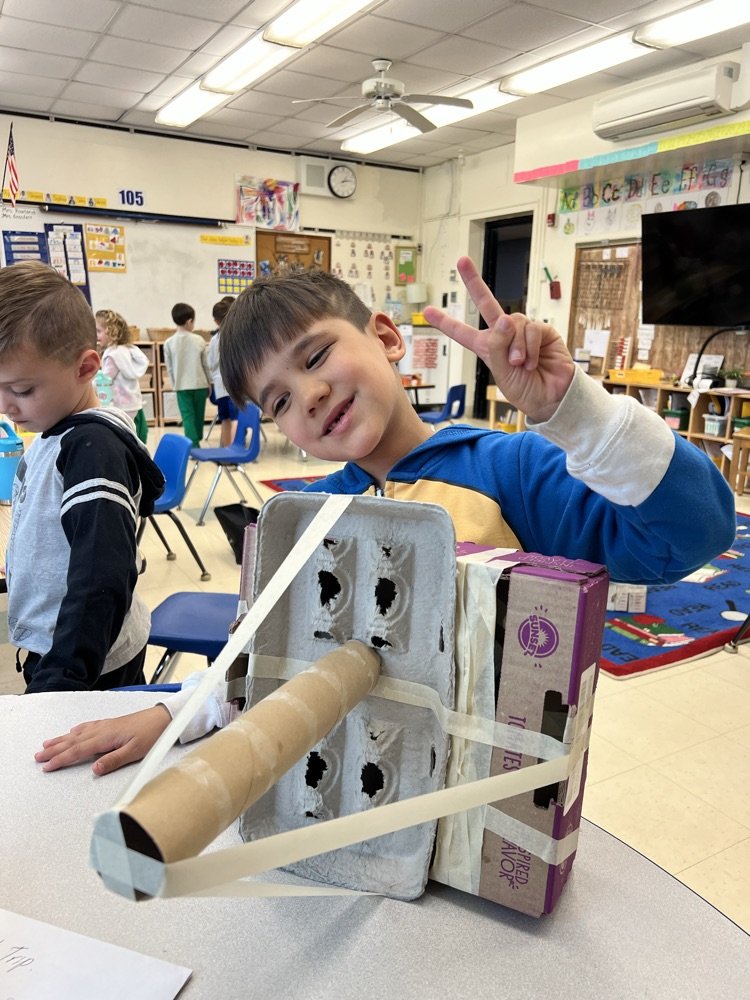 KRO makerspace creations: ring toss game, maze, International Space Station