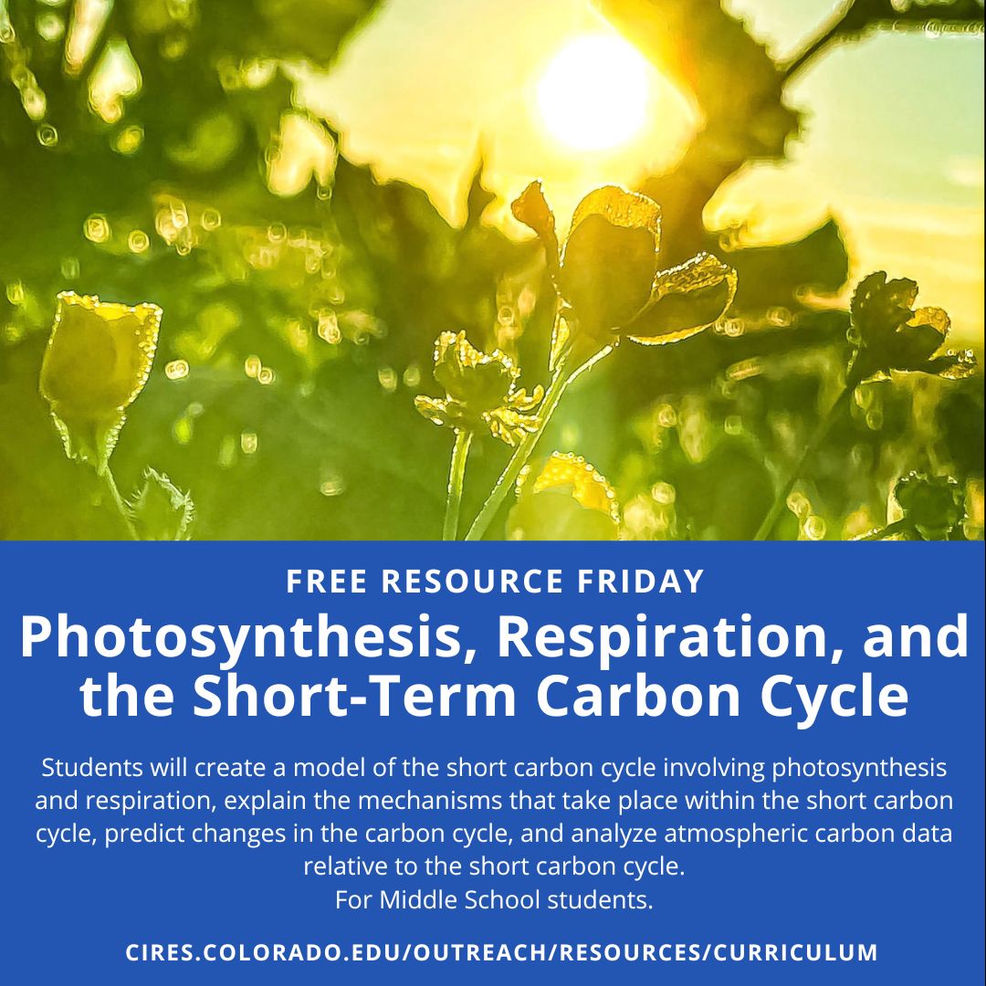 This #freeresourcefriday students will focus on the short-term cycling of carbon and is designed to put the processes of photosynthesis and respiration in a global perspective. Students will constructing a dynamic model of the short carbon cycle to understand mechanisms present.