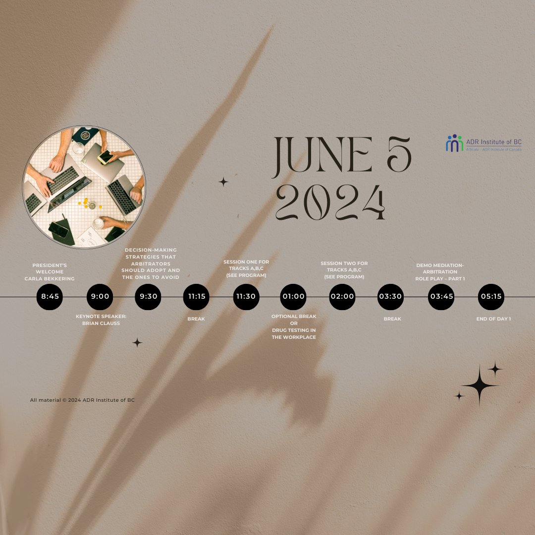 👀We are proud to introduce our Plenary Panel, Day 1 at 9:30 AM
📸 ADRBC Virtual Symposium 2024
June 3-4 , 2024, 8:30 - 5:30, 3 Tracks, 16 Panels, 50+ Speakers
🎯 Book your seat today: adrbc.com/2024-adrbc-sym… 
❗️Join the community of ADR professionals.