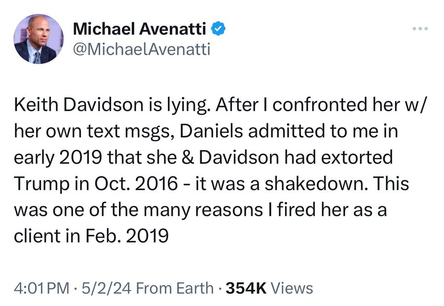 NEW: Porn Lawyer Michael Avenatti is literally posting from his jail cell to defend Trump.🍿