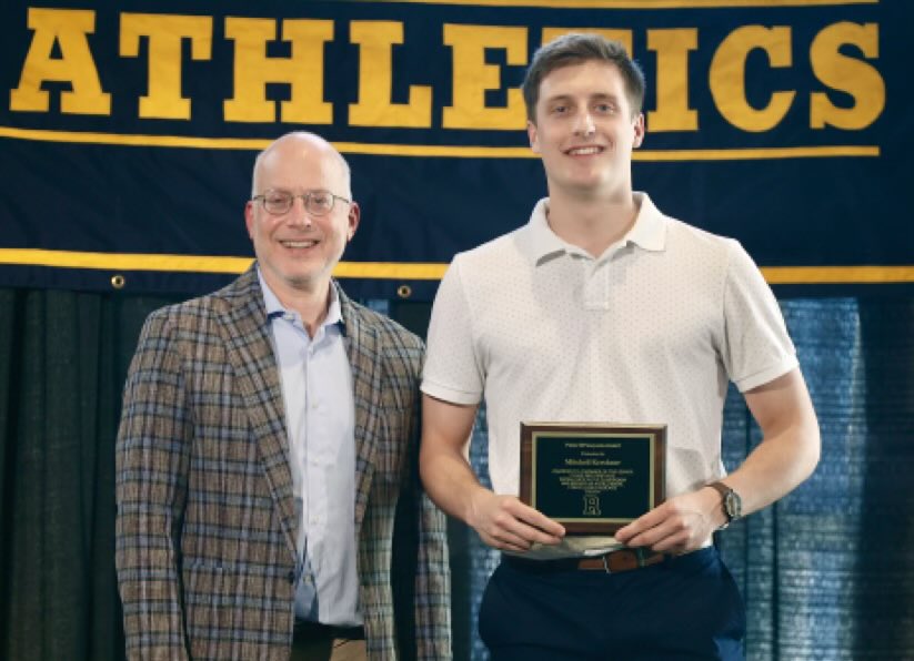 Congratulations to Mitchell Kershner ‘23 M’24 on receiving the Peter DiPasquale Male Scholar Athlete Award from @uofrathletics! #Meliora