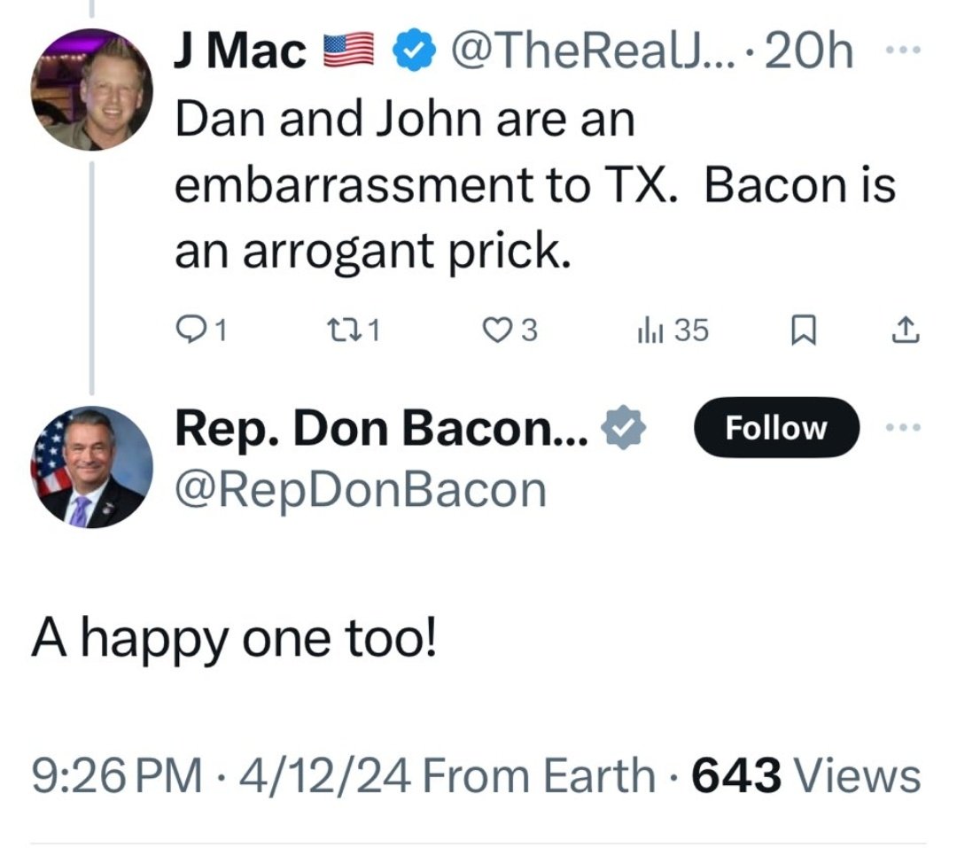 Imagine this being your representative in Congress... Laughing in the faces of his constituents that he's an asshole and a happy, arrogant prick... @RepDonBacon is one of the most disgraceful members of Congress, on the right or left. It's not just that his voting record is…