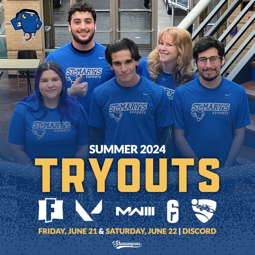 We're looking for Rattlers to join our 24-25 roster! Summer tryouts will take place virtually through Discord. Open to incoming students & current high school juniors/seniors. Registration and full details below. @StMarysU | #FangsOut 🐍