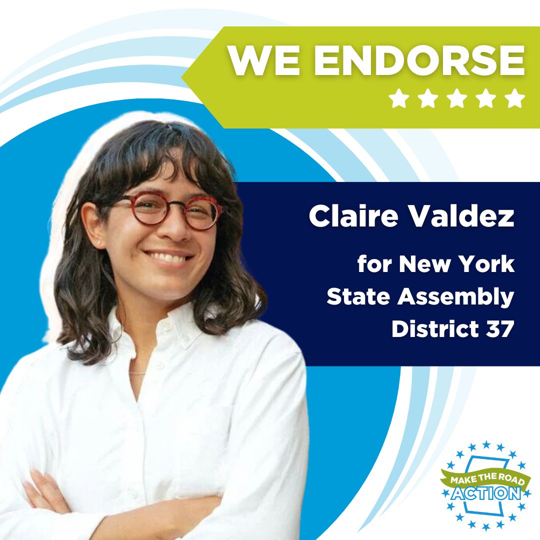 Our members stand with @claireforqueens for NY State Assembly! We're ready to join you in keeping up the fight to pass the Unemployment Bridge Program #ExcludedNoMore, #Coverage4All and more!