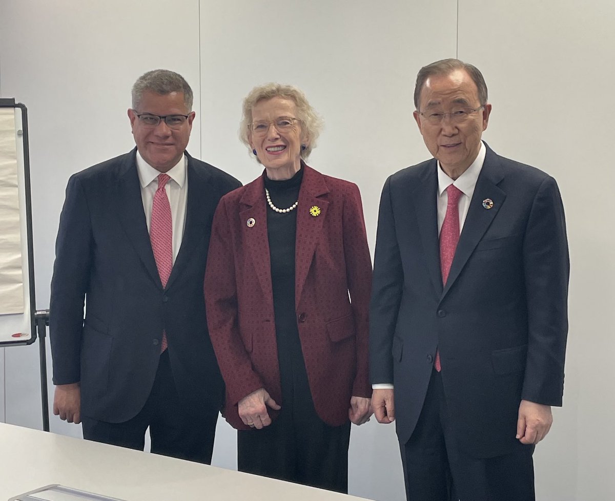 Good to catch-up with Mary Robinson and Ban Ki-moon to discuss the need to turbo-charge climate and development finance Current progress is just too slow and many developing countries are unfortunately seeing net cash outflows ⁦@TheElders⁩ ⁦@RockefellerFdn⁩