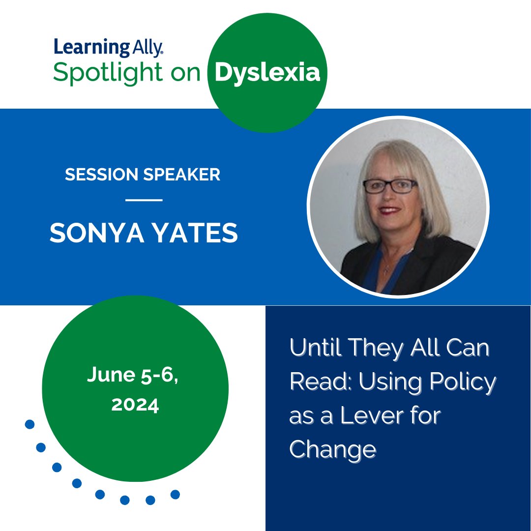 NEXT MONTH: Sonya Yates, our Associate Director, Early Literacy, will be speaking at the @Learning_Ally Spotlight on Dyslexia virtual conference. Join her and other experts in the field: bit.ly/SPOD24 #dyslexia #SPOD24