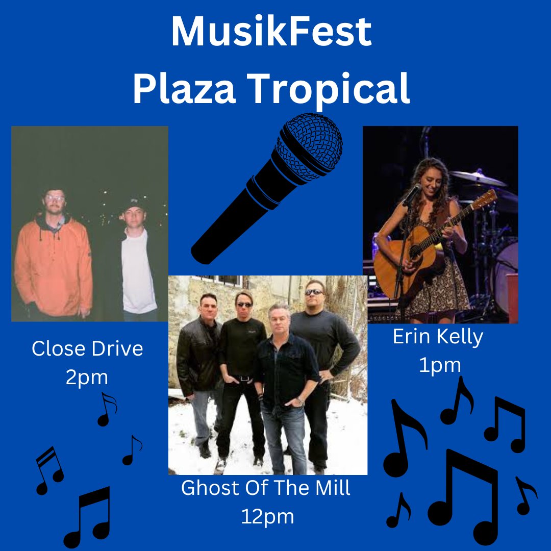 Announcing our performers for this year! Check out these acts on August 3rd at the Plaza Tropical Stage at 12, 1, and 2 pm! @musikfest @bethlehemareasd #ghostofthemill #erinkelly #closedrive
