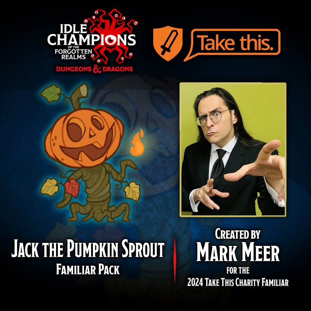 It’s halfway to Halloween, and my little bud Jack the Pumpkin Sprout will be joining the @idlechampions charity familiars on May 6! Check out Jack’s Spotlight Blog on idlechampions.com today to find out how you can help @TakeThisOrg with your purchase.🎃 #TakeThis #Charity