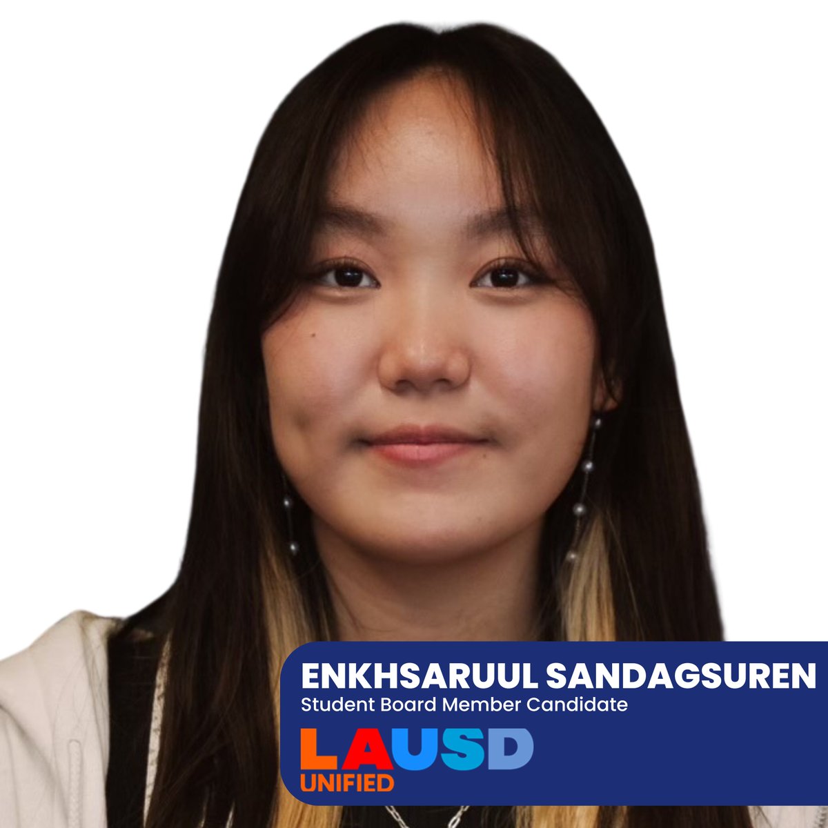 Enkhsaruul from University Charter High School is driven by a passion for community service & seeks to amplify the voices of underrepresented students. @LASchools high schoolers: From May 9-23, go to your Schoology page to vote for your Student Board of Education representative.