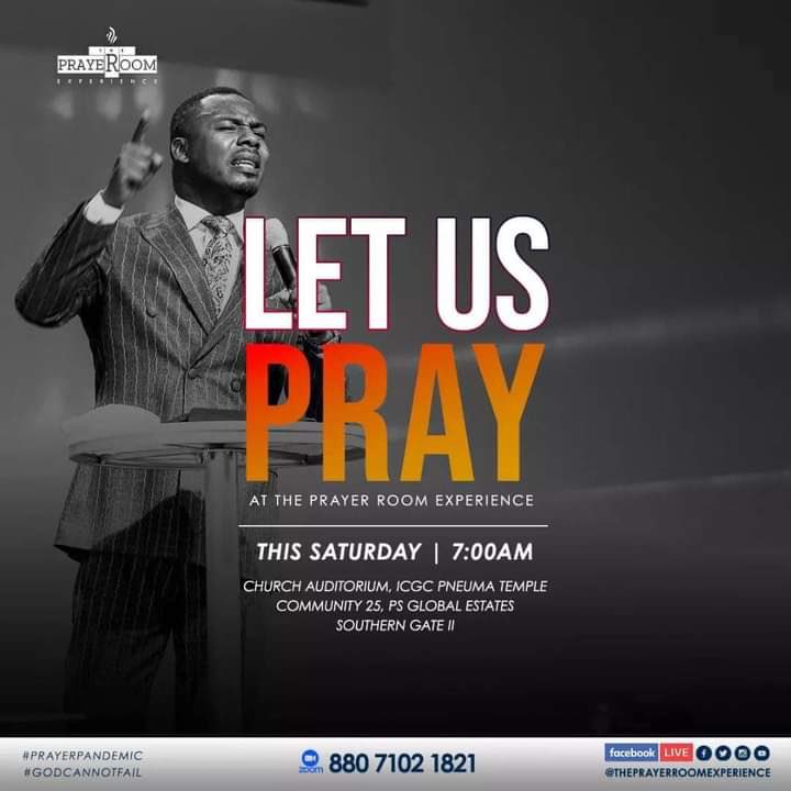 It's time again to experience the dynamic power of God. Join us this Saturday @ 7:00 pm as the servant of God leads us in fervent prayers. Come with a friend.
#icgcpneumatemple 
#icgcworldwide
#Pneuma@12
#thepowerofGod