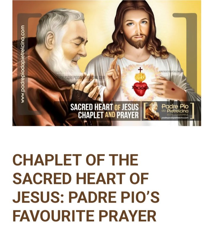 Chaplet of the Sacred Heart of Jesus, Padre Pio's Favorite Prayer~ Click Link 👇 below. padrepiodapietrelcina.com/en/sacred-hear…