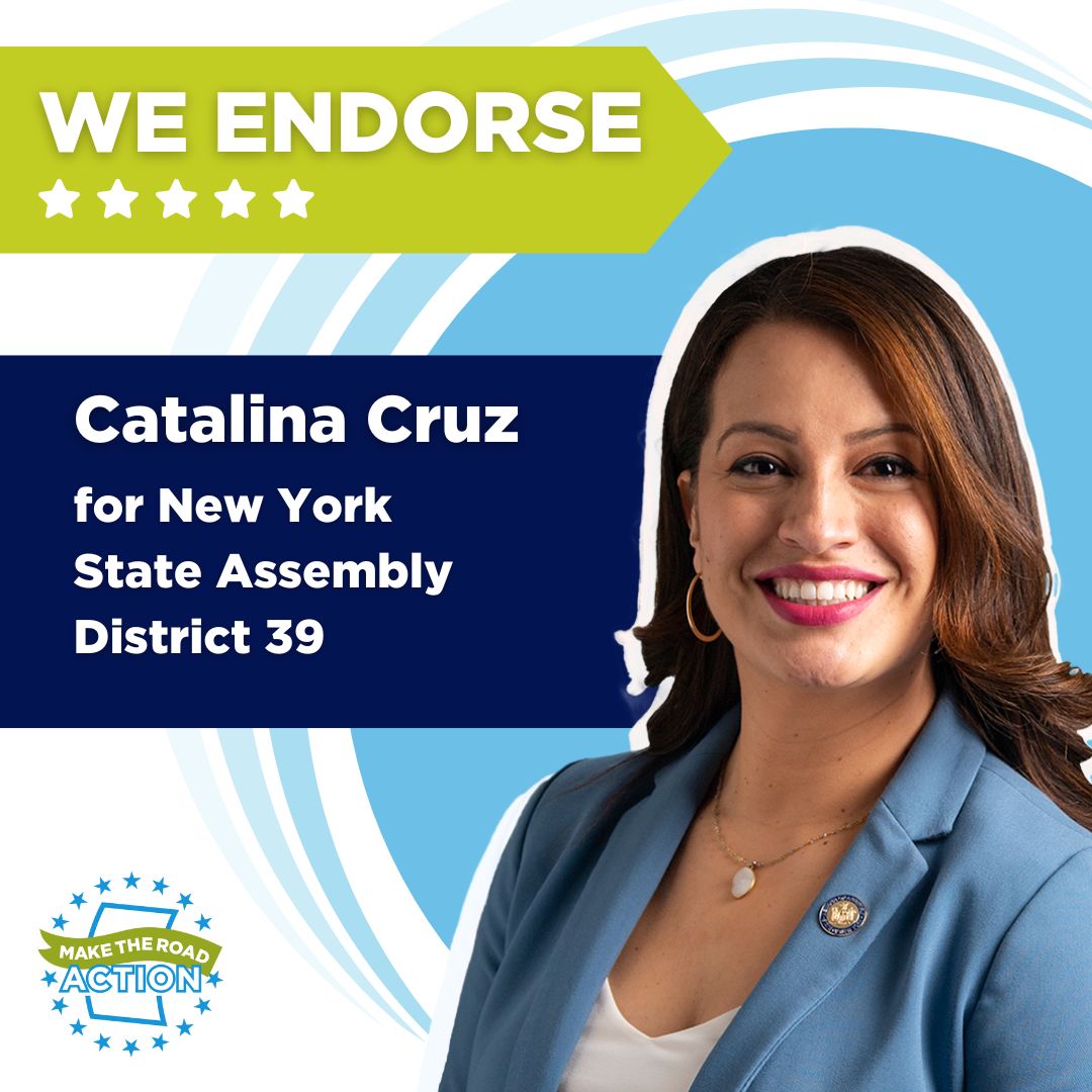Our members stand with @CatalinaCruzNY for NY State Assembly! We look forward to keeping up the fight to pass the Unemployment Bridge Program #ExcludedNoMore, and #Coverage4All!