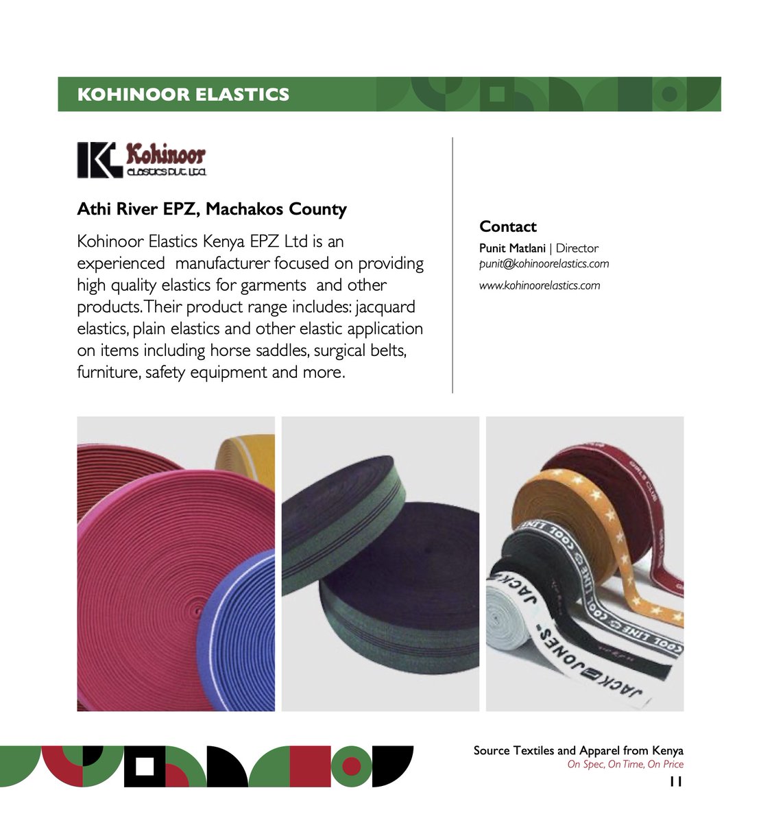 Did You Know? Kohinoor Elastics Kenya EPZ is a company based in Kenya, that has specialized in the manufacturing of elastics for various industries, including apparel, textiles, medical supplies, and more. The company is known for its high-quality elastic products. @USAIDKenya
