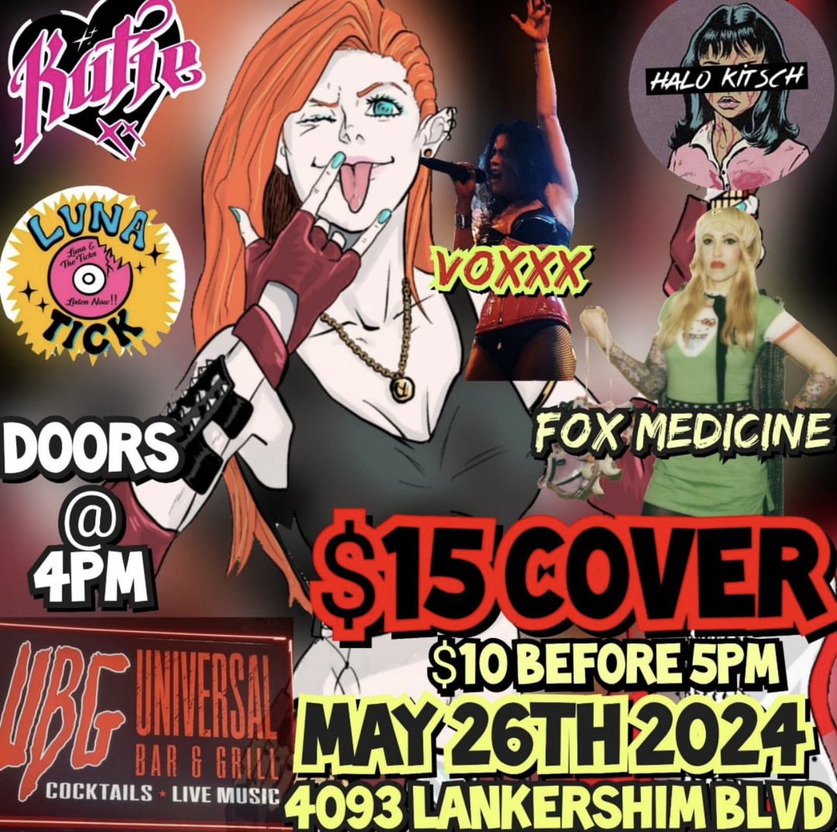 HEY LA!!!! My band VOXXX is coming to you!!! We are playing at Universal Bar and Grill on May 26th!!! Be there, rock out, and party with us! It’s gonna be a party so come hang with us!! VOXXX is on at 8pm🤘🤘🤘🤘PLEASE RETWEET