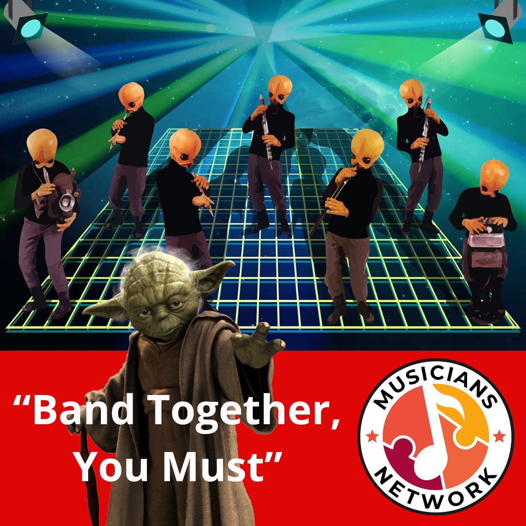 May the 4th be with you! Celebrate the power of music and community tomorrow and every day. #MayThe4thBeWithYou #MayTheForceBeWithYou #MusiciansNetwork #MusiciansWanted #Bands #CantinaVibes #YodaApproved
