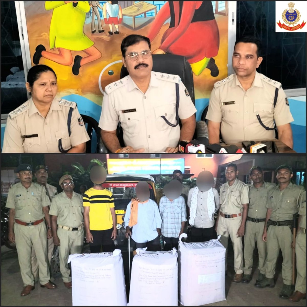 Anti-narcotics drive! Bolangir Police led by SDPO, Sadar and IIC Town seized 1850 nos.of Eskuf Syrup bottles, one auto-rickshaw, one M/C, 4 Mobile phones and arrested Four accused persons successfully busting an inter-district gang.