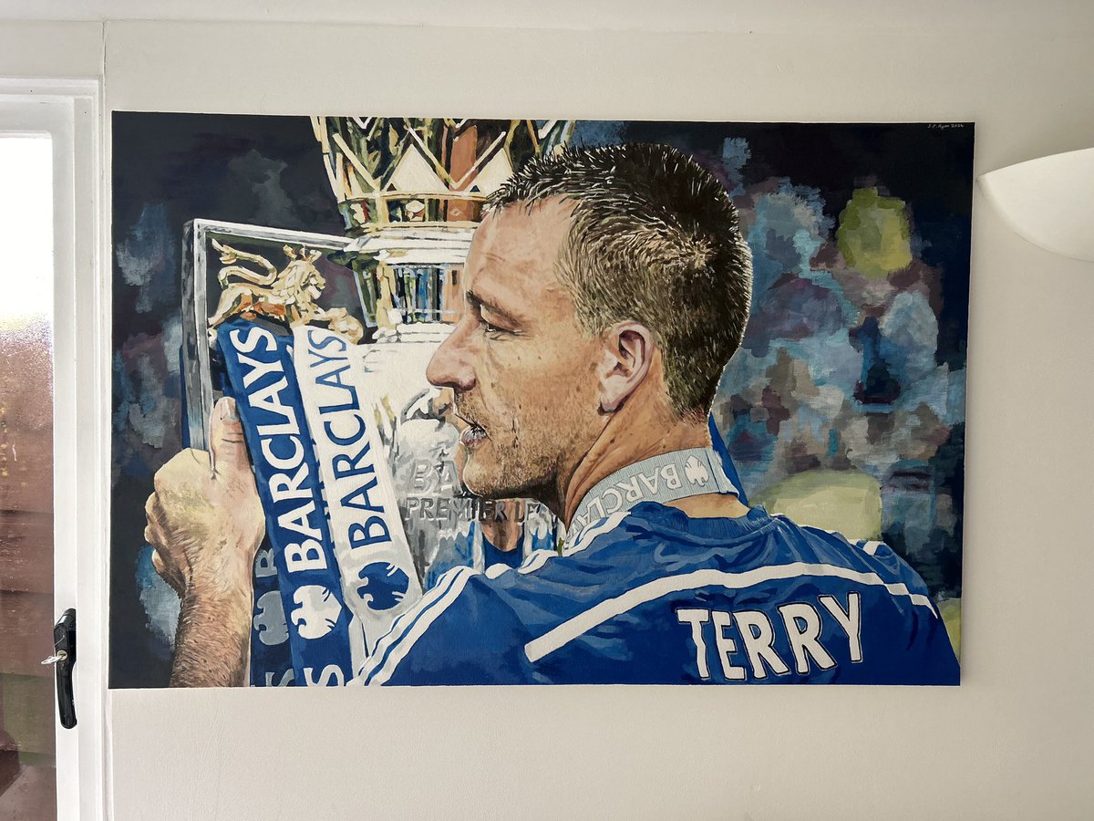 I still have this original 2ft x 3ft painting that I did of @JohnTerry26 for sale - please follow & DM me 4 details or find me at instagram.com/studioartwork_… Any reposts would be amazing #ChelseaFC @FrankKhalidUK @chriswrightzz @StamfordChidge @CFCDaily @Chels_HQ @Gemma_Manns 🖌️🎨⚽️