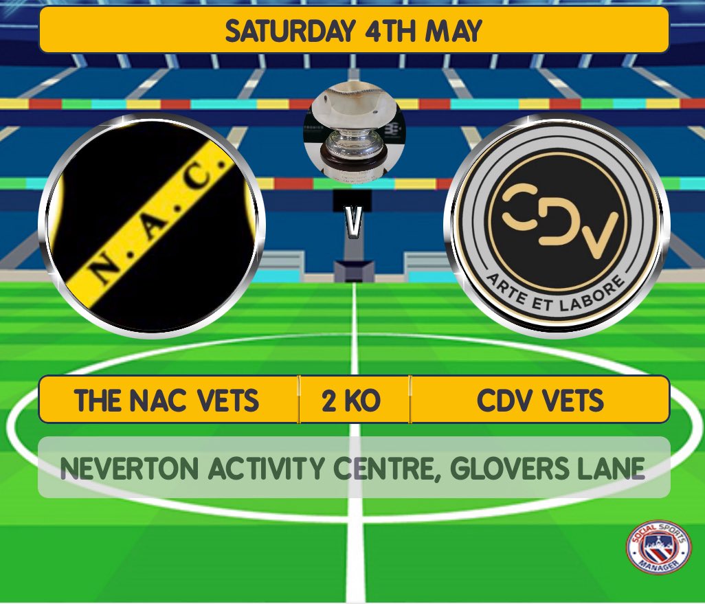 Big Game tomorrow for the CDV away to The NAC in the semi final of the cup.. it’s going to be a cracker.. please come and show your support ⚽️🏆