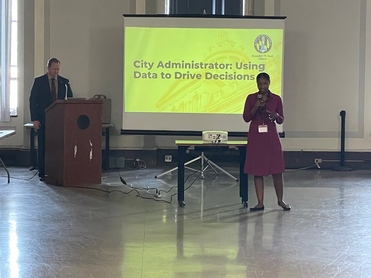 CAO Leach discussing data driven operations in municipal government at the Mid Atlantic Stat Network.