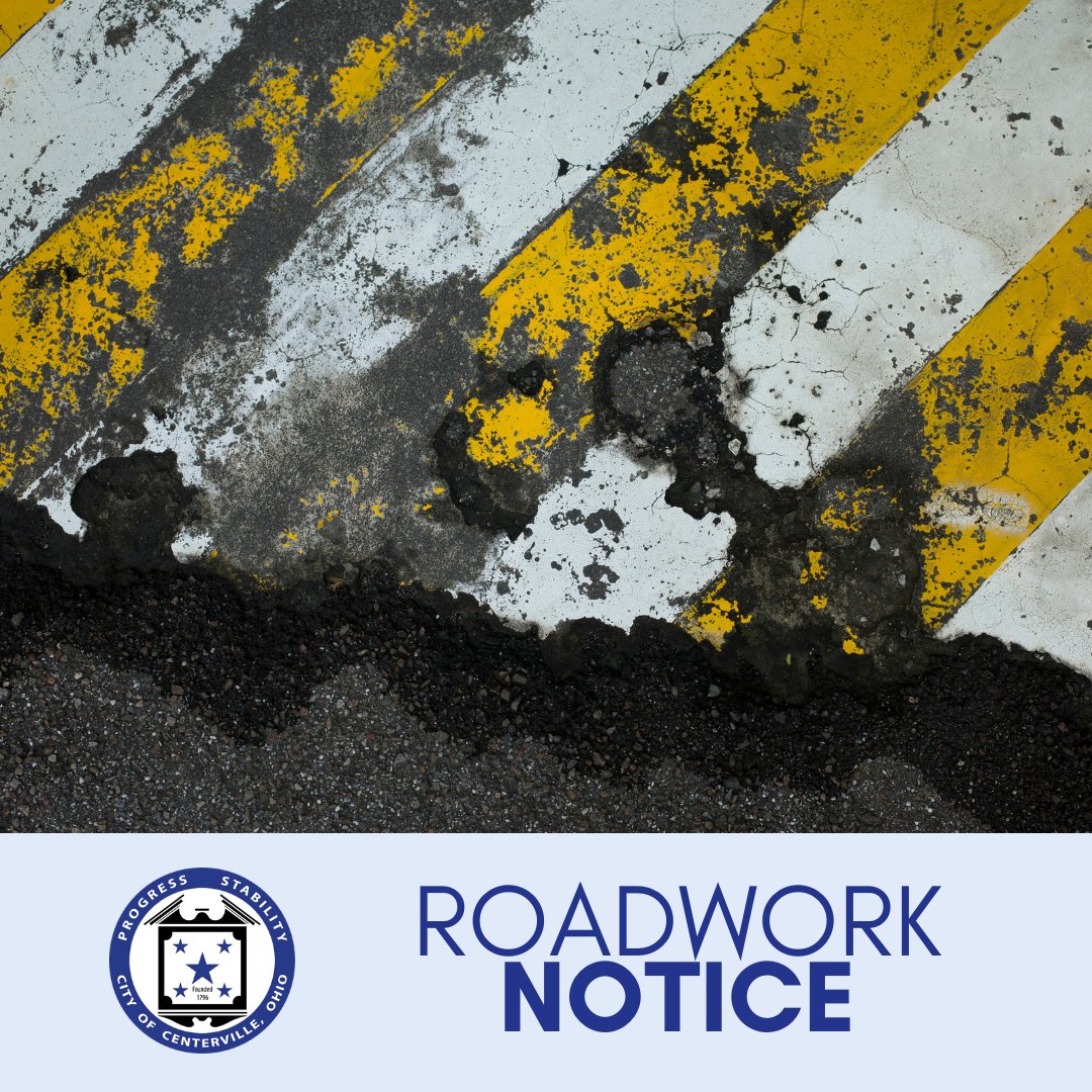 Pavement marking starts Monday. Crews will be working  throughout the City primarily on main roads. Centerville refreshes its pavement markings every year to improve visibility, particularly at night. This work will take about two weeks. centervilleoh.info/pavementmarkin…