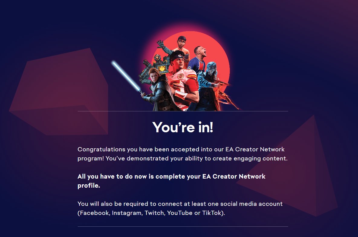 it happened, I'm officially accepted into the EA Creator Network!! I am so grateful for this opportunity, I never thought it would happen lol💞🥹
#EACreatorNetwork