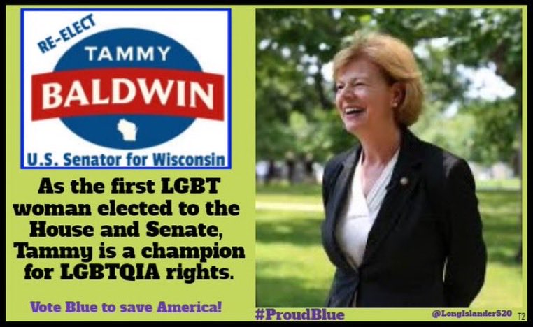 #ProudBlue #DemVoice1 #Allied4Dems I love this quote by Senator @tammybaldwin - “There will not be a magic day when we wake up and it’s now okay to express ourselves publicly. We make that day by doing things publicly until it’s simply the way things are.” Senator Baldwin has…