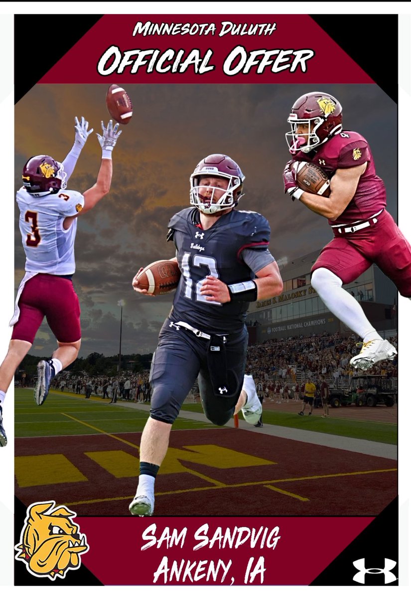 Absolutely blessed to receive my first offer to play collage football! Go Bulldogs <a href="/CoachBradyWalz/">Brady Walz</a> <a href="/jeffbauer2/">Jeff Bauer</a> <a href="/Todd_McGhghy/">Todd McGhghy</a> <a href="/CoachLukeOlson/">Coach Luke Olson</a>