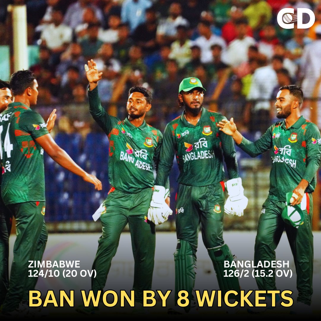 Bangladesh won by 8 wickets against Zimbabwe! 🏏

#banvszim #t20worldcup #cricdash #bangladeshcricket

📷 bangladeshtigers