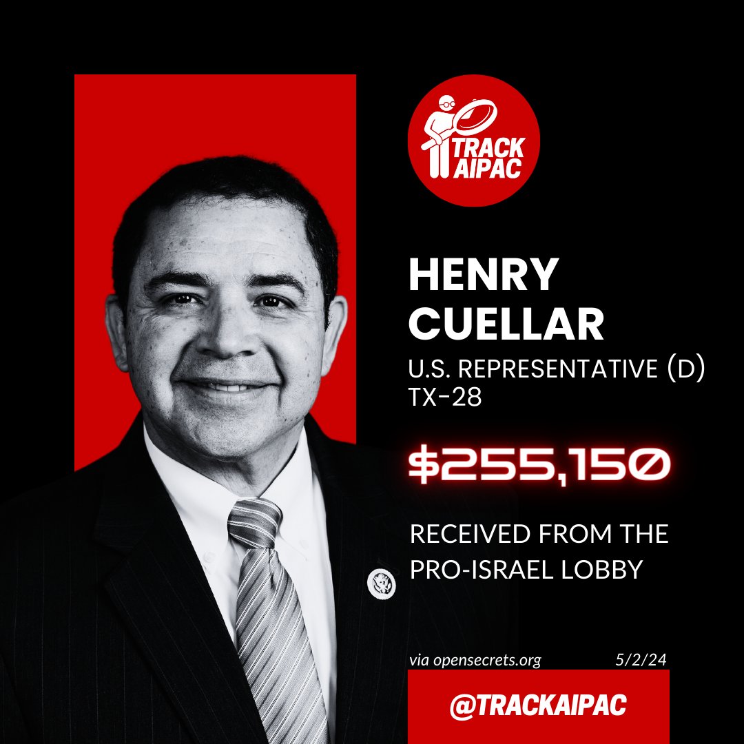 @ryanobles @RebeccaRKaplan @KenDilanianNBC Rep. Henry Cuellar has collected >$255,000 from AIPAC and the Israel lobby. #RejectAIPAC