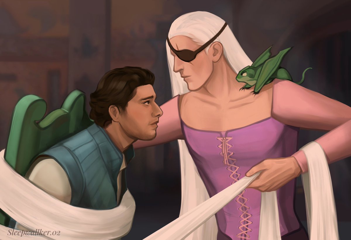 Crossover of House of the Dragon and Rapunzel💕 
Check out the combat Vhagar on the shoulder🐲 
If you like it, I'll make a second part🥰
#tangled #aemondtargaryen #hotd #cristoncole #houseofthedragon #hotdfanart #aemondtargaryenfanart #Rapunzel #ewanmitchell #fabienfrankel