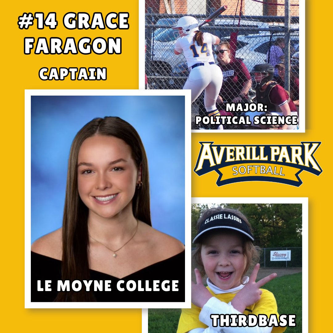 Today we celebrate one of our team captains, Grace Faragon. Grace plays a great Third Base, and has power at the plate. Her passionate leadership extends from softball to all areas of her life.  She'll be attending Le Moyne College in the fall. Thanks for everything, Grace!