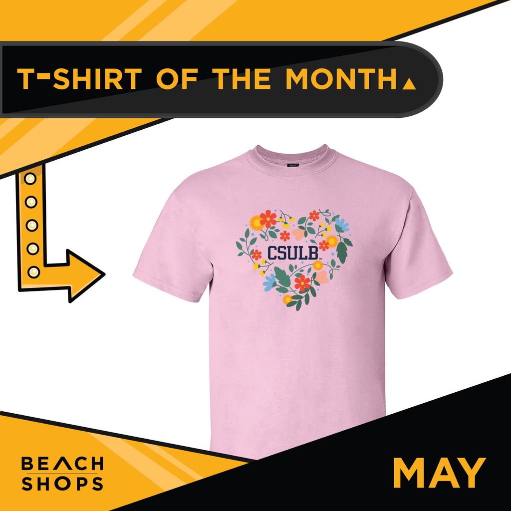April showers bring May flowers. This month’s T-Shirt of the Month features a heart made of flowers with CSULB in the middle, perfect for your springtime outfits or gifts for mom. 
 
Buy yours at the University Bookstore or at the link in our bio.

#BeachShops #GoBeach