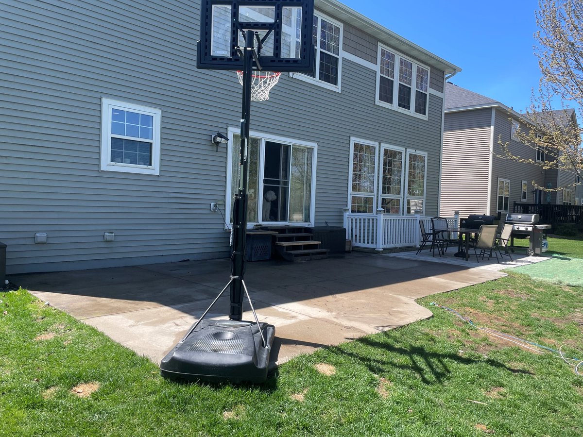 When your kids tell you, they don’t have enough space to play basketball and foursquare on the patio, you put your college-summer-job-experience to work. 😝 💪 🏀 🥰 #summerjobs