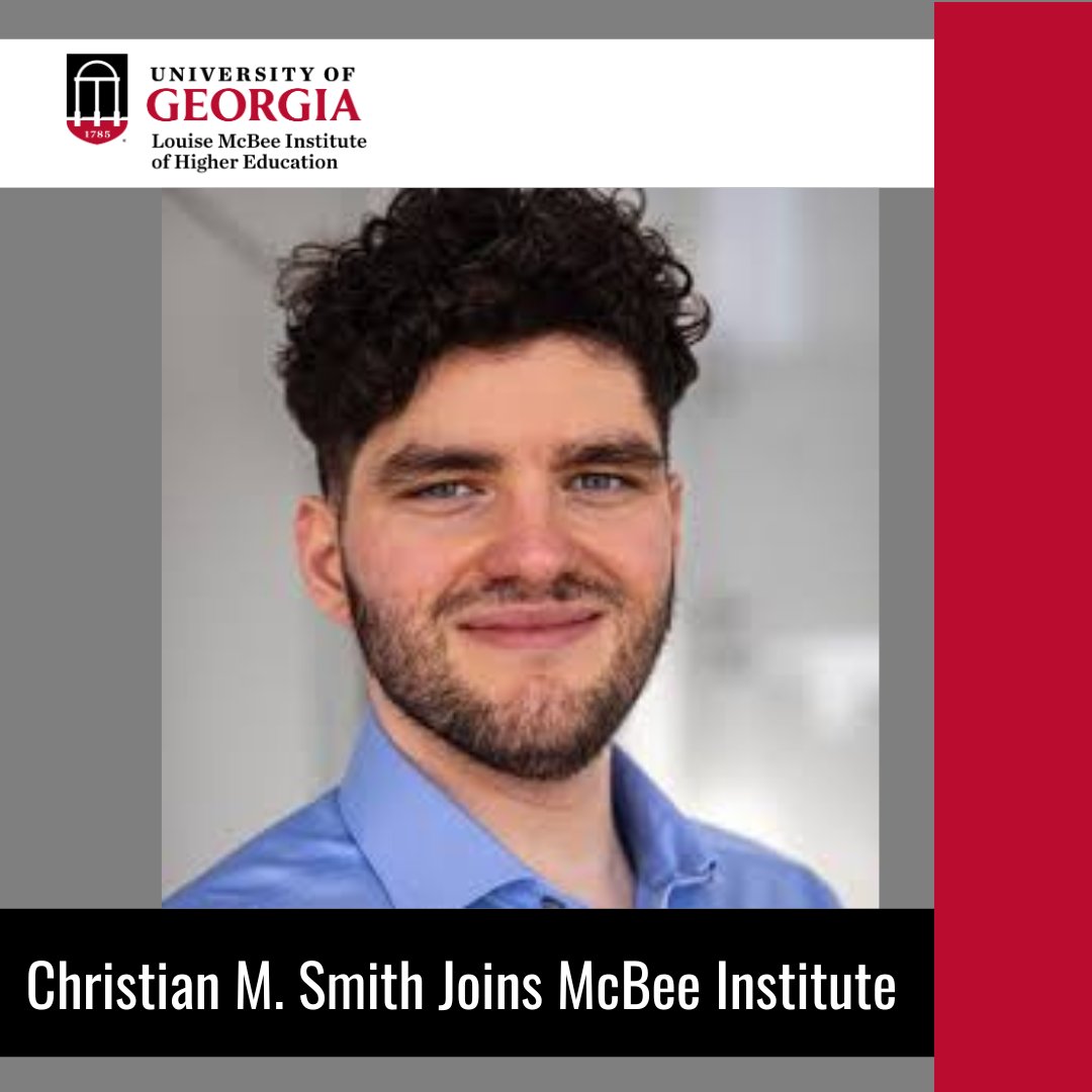 We are pleased to announce that Christian M. Smith joins MIHE as an asst prof on July 1. Dr. Smith brings an approachable style to both his student-centered instructional techniques and to his complex quantitative research. Welcome, Dr. Smith! More: t.uga.edu/9Sl
