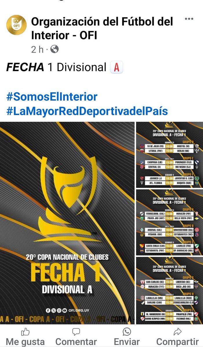 interior2024's tweet photo. A sólo horas del comienzo de los 45 partidos de @OFIUruguay (18 de la Copa A y 27 de la Copa B) la única información pública oficial es esta https://t.co/Zr6bBWHurn https://t.co/kewjxQzllm