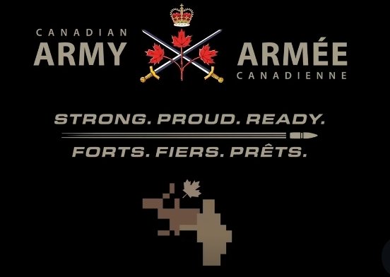 The best part of this logo isn't the naked decapitated dwarf cradling the hyena torso. 

It isn't even the 4-bit graphics, or the diarrhea-themed palette.

The BEST part is the tiny maple leaf, inexplicably bent at a 45 degree angle.

Truly stunning @CanadianArmy!

#onpoli