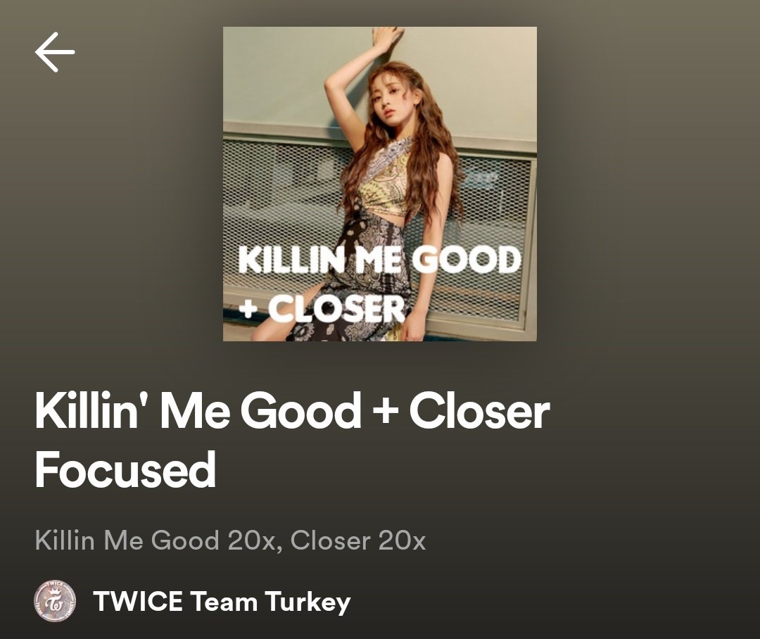 [💌] Jihyo'nun Killin Me Good ve 15 milyon dinlenmeye yaklaşan Closer şarkıları odaklı stream partisi başlattık ONCE! Katılımlarınızı bekliyoruz!💗 ren.fm/F8Todu9qiuaP75… Playlist: open.spotify.com/playlist/4AKCV…