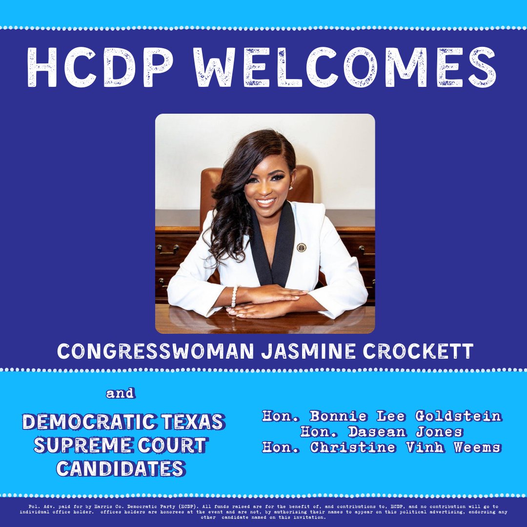 Don't miss this special offer! Become a sustaining member today at $30/month or more and get free entry to our May 9th event w/ @JasmineForUS. Join today at bit.ly/After-Dobbs! #HarrisCountyHustle #voteblue #turntexasblue #dems abortion